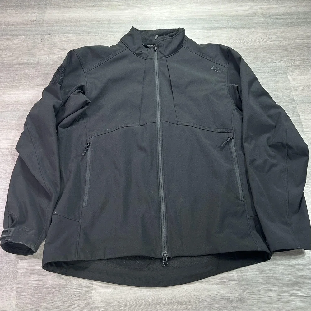 5.11 Tactical Jacket Mens‎ Large Black Softshell Lined Full Zip Windbreaker